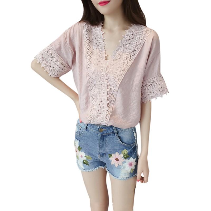 

Женские блузки, кружевные полые рубашки, повседневные топы M