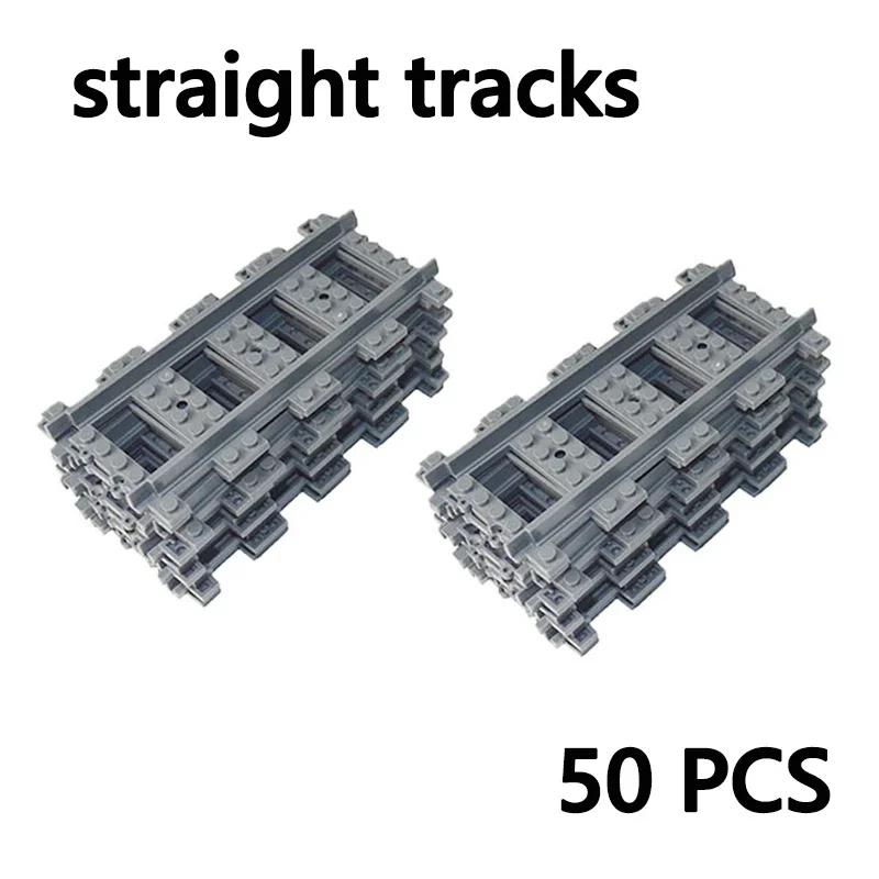 City Trains Diy Building Blocks Straight Curved Rail Bricks Parts Bridge Tunnel Model Soft Flexible Cross Tracks Railway Moc Toy