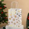 Christmas White Kraft Gift Bag with Gold Silver Snowflake, Bell, Christmas Tree, Reindeer Pattern Holiday Party Gift