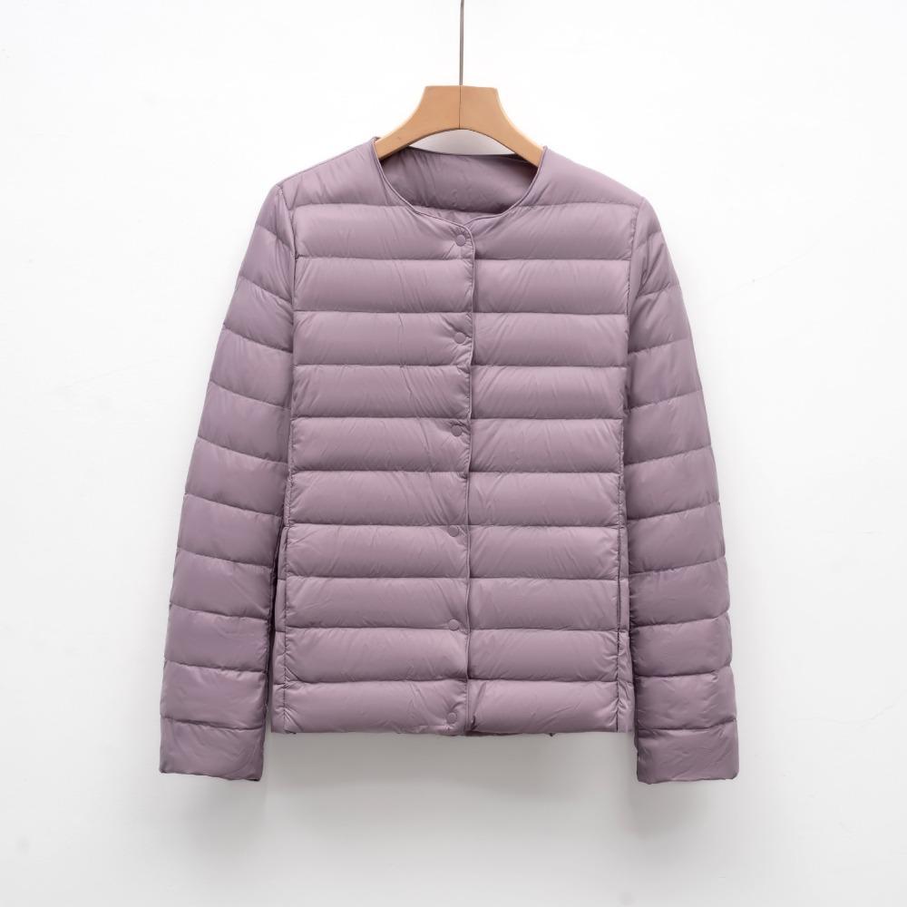 Lightweight Women's Short Crew Neck Down Jacket Liner Autumn Winter New Simple Warm Coat Solid Color Long Sleeve Down Inner Jacket