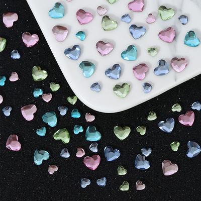 Nail Art Flat Bottom Diamond Love Diamond Super Flash Multi-Cut Peach Heart Diamond Pink Lake Blue-Green Nail Art Diamond Jewelry