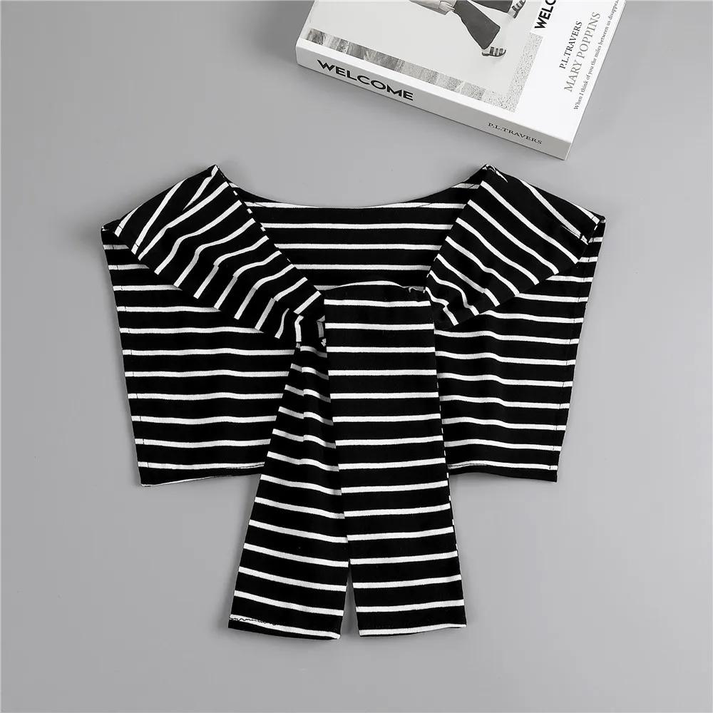 

Модный вязаный фальшивый воротник-шаль женский накидка на плечи съемный отстегивающийся воротник для женщин полосатый фальшивый воротник