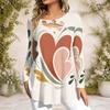 Women Plus Size Long Sleeve Loose Top Metal Ring Neck Detail For Casual Daily Wear