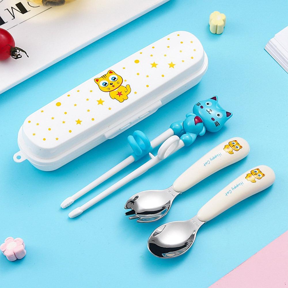 

Yellow Green Brown Kids Training Chopsticks 304 Stainless Steel Tableware Suit Picnics Camping beige-straight