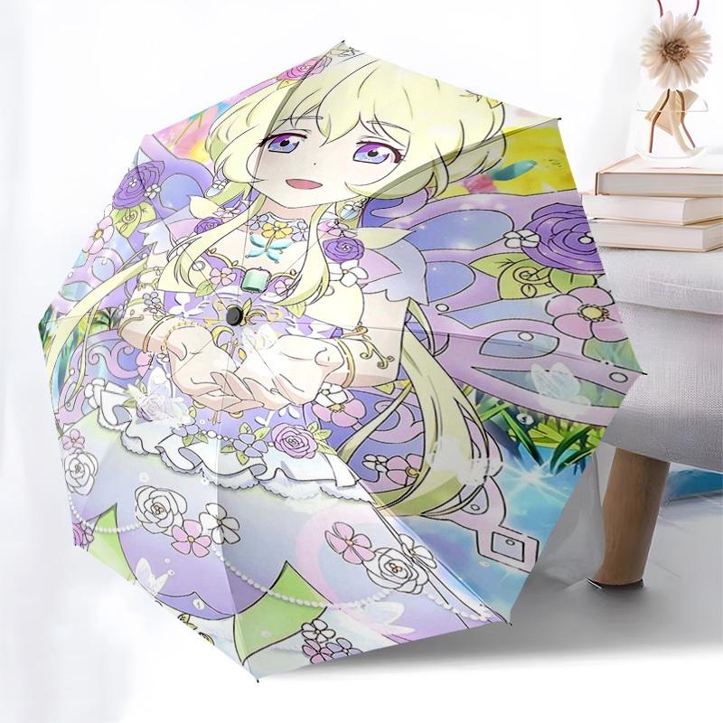 1pc Princess Floral Outdoor Umbrella - Automatic Opening/Closing, Portable 3-Fold Design, 8-Rib Iron Frame - Perfect Gift for Fans, Travelers, Daily U