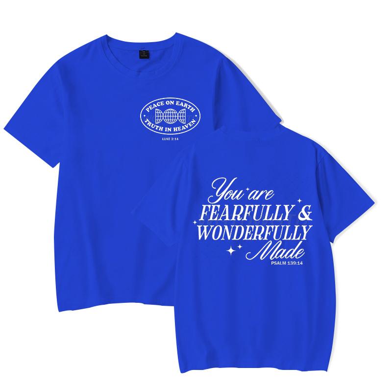 Gift for Christian Tshirt You Are Fearfully Wonderfully Made Graphic T Shirts Women Funny Religious Christian Faith Tee Shirt