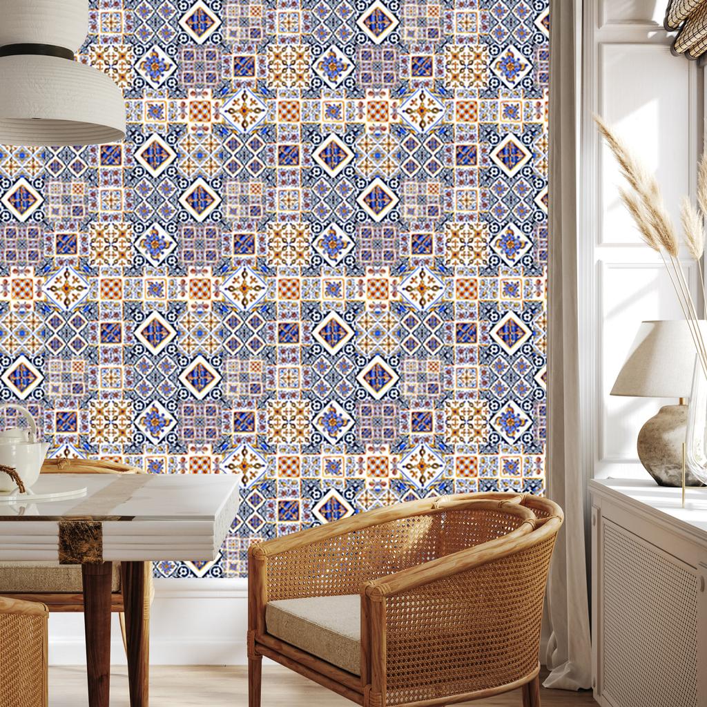 Wallpaper wall oriental mosaic pattern and tiles for living room and bedroom 50x1000
