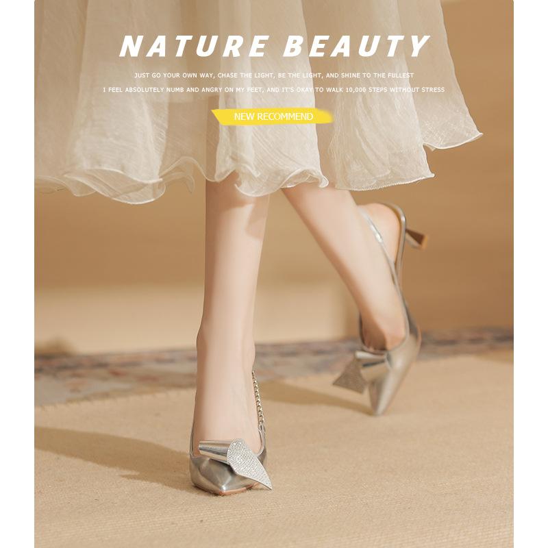 7508-2 [sheepskin] high heels women's stiletto 2025 new fashion rhinestone word with bag head empty sandals