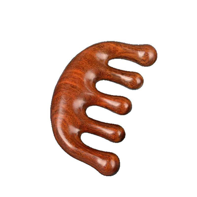 Green Sandalwood Meridian Massage Comb for Hair Loss and Gua Sha Therapy Five-tooth Comb