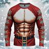 Zabawne brzydkie koszulki z nadrukiem 3D z fałszywymi mięśniami Świętego Mikołaja Xmas Męskie Damskie Koszulki z długim rękawem Moda Oversize Świąteczna odzież męska