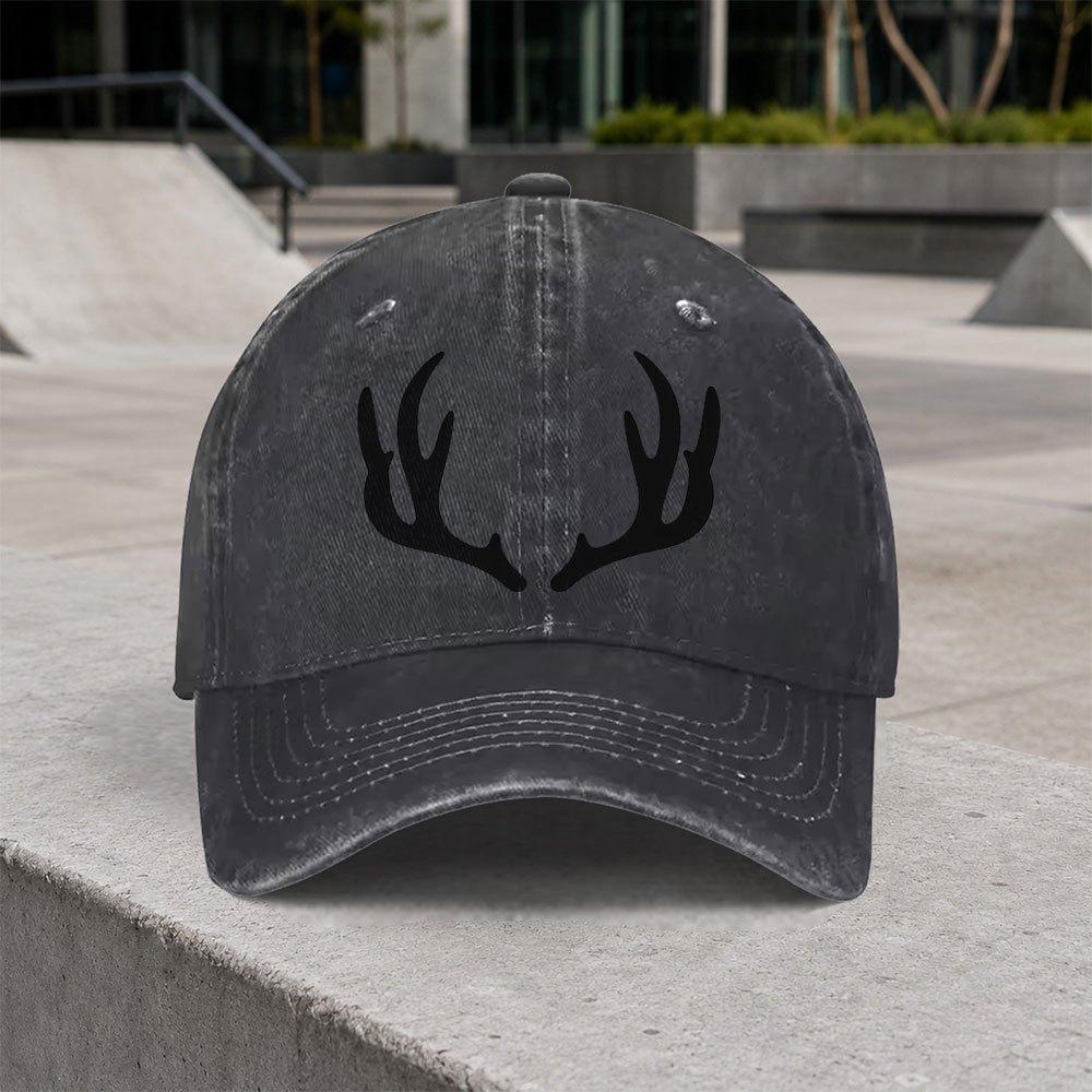 1pc Vintage Antler Cap Suitable For Outdoor Sports Daily Wear Parties Adjustable Hook Loop Duckbill Hat Lightweight Unis
