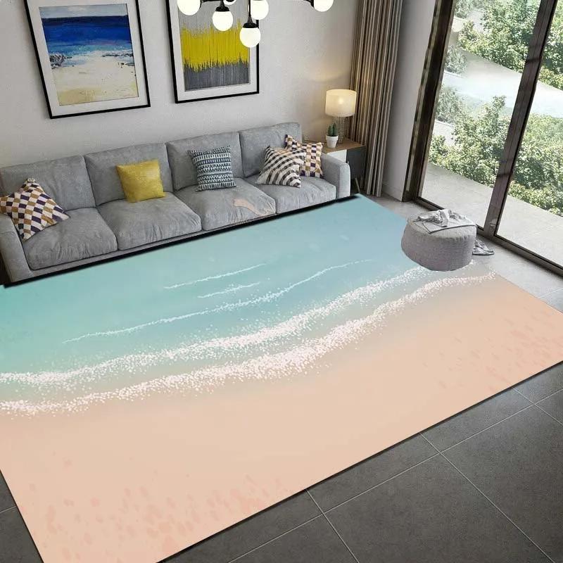 

Sea Print Carpet for Living Room Large Waves Beach Kids Room Rug Blue Kitchen Mat Floor Carpet Modern Entrance Mat Bathroom Rug 40x60cm 16x24 inch