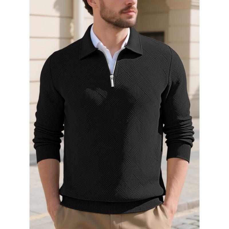Men S Half Zip Pullover Sweatshirt Long Sleeve Casual Jacquard