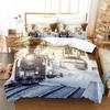 Steam Engine Duvet Cover Set Black Smoke Vintage Locomotive Train Picture King Queen Size For Kid Boy Girl Polyester Bedding Set