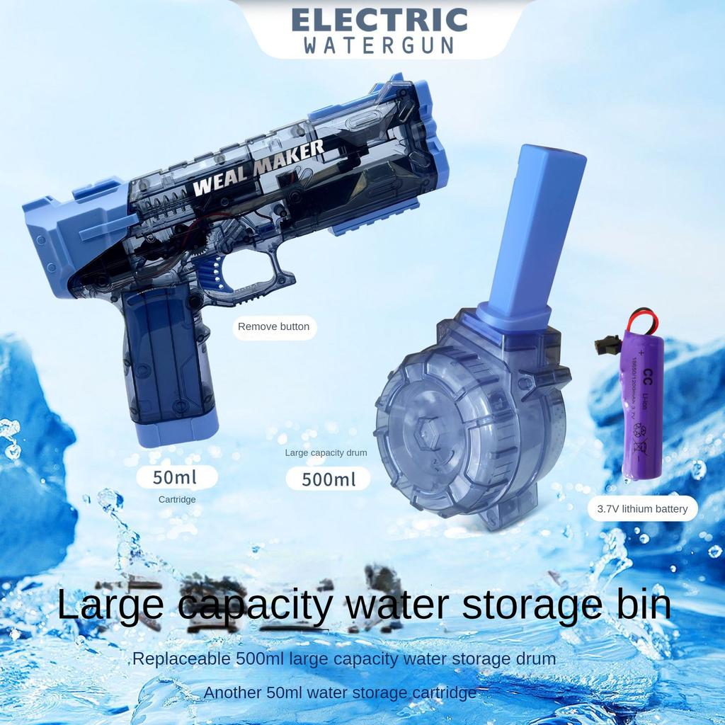 Children Continuous Firing Electric Water Gun Toys Kids Transparent Bursts High-Pressure Strong Automatic Water Spray Guns Gifts