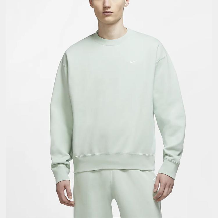 Nike Solid Round Neck Long Sleeve Pullover Sweatshirt Men Tops Light-Green CZ5353-321