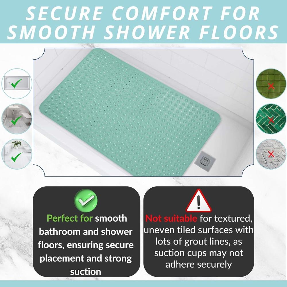 Bathroom Mat with Suction Cup Round Hole Design Non Slip Anti Fall Bathroom Mat Massage Ring Quick Drain Bathroom Toiletries