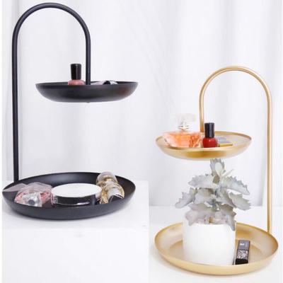 Nordic Light Luxury Cake Piatto di frutta Chiave d'ingresso Scaffale da tavolo rimovibile a doppio strato Snack per gioielli