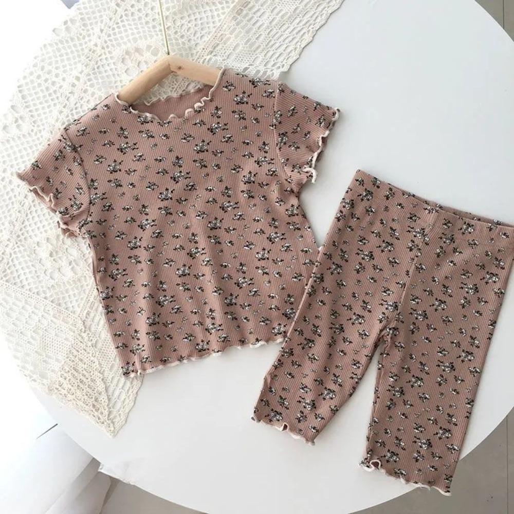 1 Set Shorts Set Girls Pajama Set Short Sleeve Kids Loungewear Two Piece Set  Summer Sleep