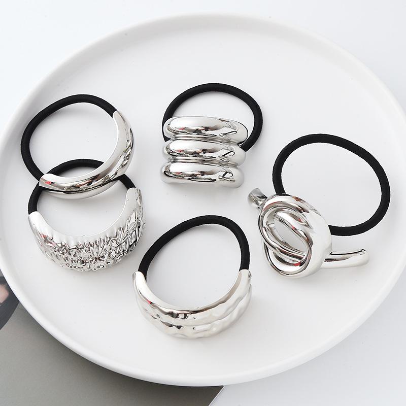 European American Punk Metal Hair Tie - Elastic Semicircular Round Tube Hair Ring