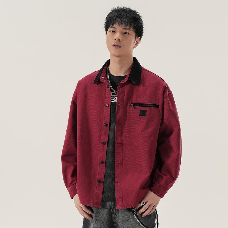 High-End American Retro Carhart Hunting Shirt Jacket Men'S Autumn Contrasting Color Splicing Lapel Tooling Jacket