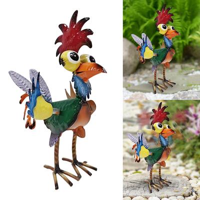 Metal Garden Statue Rooster Waterproof 22CM Chicken Sculpture Yard Art Chicken for Outdoor Patio Backyard Decoration