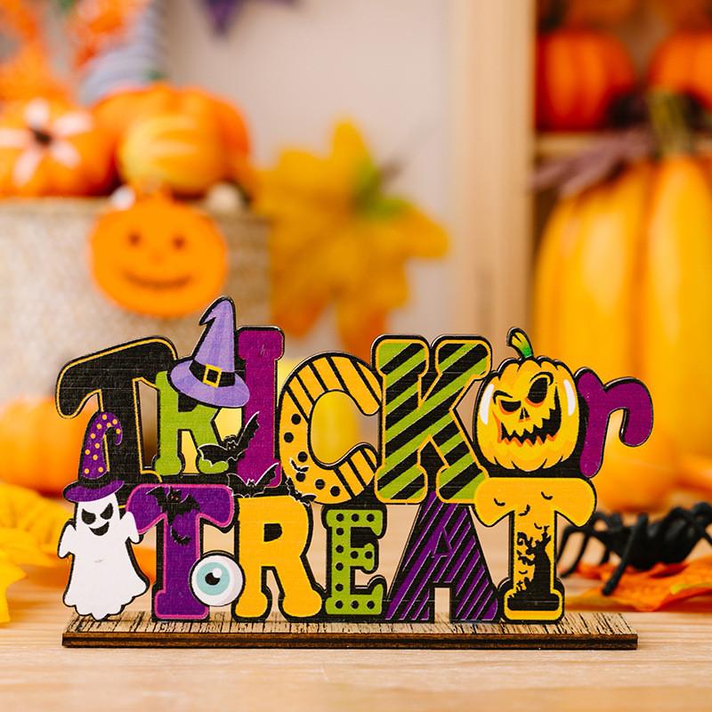 

Halloween Creative Wooden Decoration Spooky Ghost Letter Pumpkin Decor For Festive Display Trick or Treat
