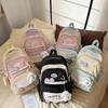 Japanese ins schoolbag for girls, junior high school students, cute contrasting color backpack, light and large-capacity student class backpack