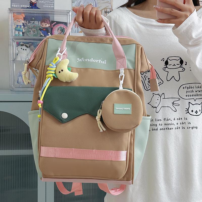 Colorblock Studenten Schultasche Kinderrucksack Leichter Rucksack