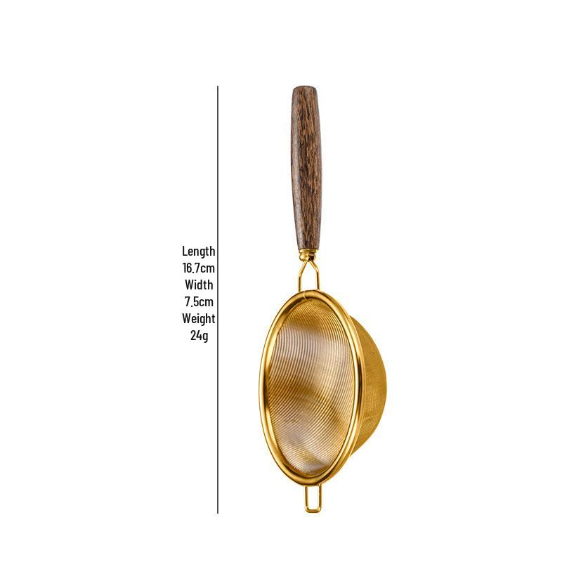 Japanese Style Wooden Handle Stainless Steel Tea Infuser and Strainer - Gongfu Tea Set Accessories for Pu'er Tea Ceremony