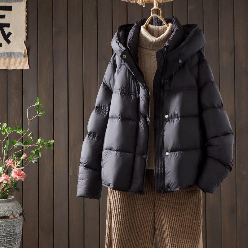 

Толстая куртка из песочного теста, зимняя, женская, однотонная, повседневная, теплая, пуховик, хлопковая набивка, женская, корейская, с капюшоном, на молнии, верхняя одежда, парки S