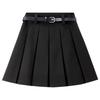 Women's A-line Pleated Mini Skirt with Detachable Belt