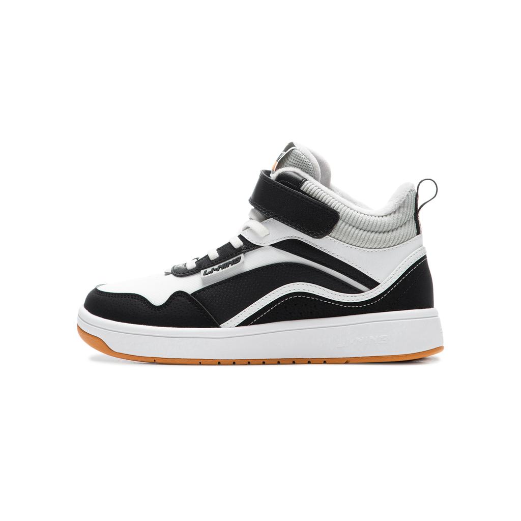 Li Ning Kids Sports Lifestyle Series Synthetic Leather Trendy Non-Slip Shock Absorbing Warm High-Top Kids Sneakers Men Sneakers YKCU216-7