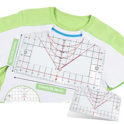 Guia de régua acrílica para camiseta Guia de escala para camiseta Ferramenta de medição de camiseta com prensa térmica Suprimentos Ferramenta de alinhamento para camiseta