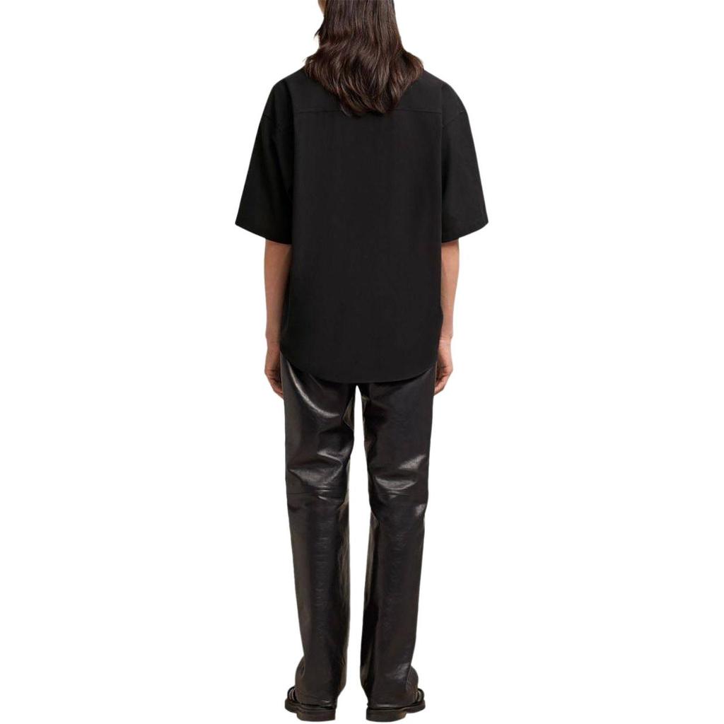 AMIPARIS Curved Edge Single-Breasted Short Sleeve Shirt Women Shirts Black E24HSH219CO0062-001