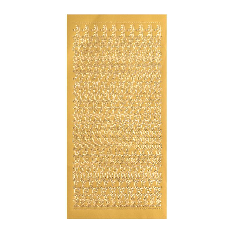 1 Sheet Waterproof  English Letter Digital Decorative Gold Sticker Scrapbooking Diy Label Diary Album Journal Planner