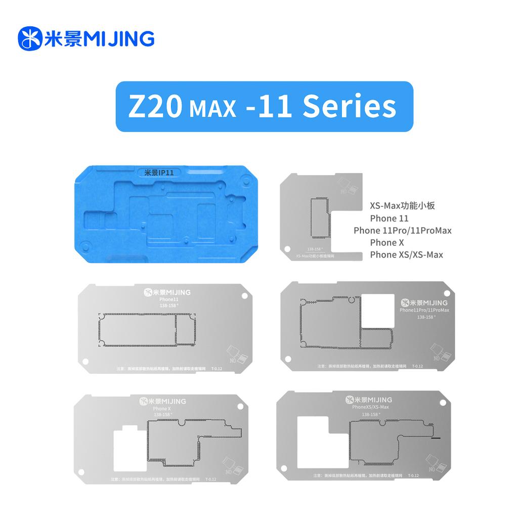 Mijing Z20 Pro Reballing Stencil Fixture Kits for iPhone X-17 Pro Max Motherboard Middle Frame Planting Tin Platform Hand Tools