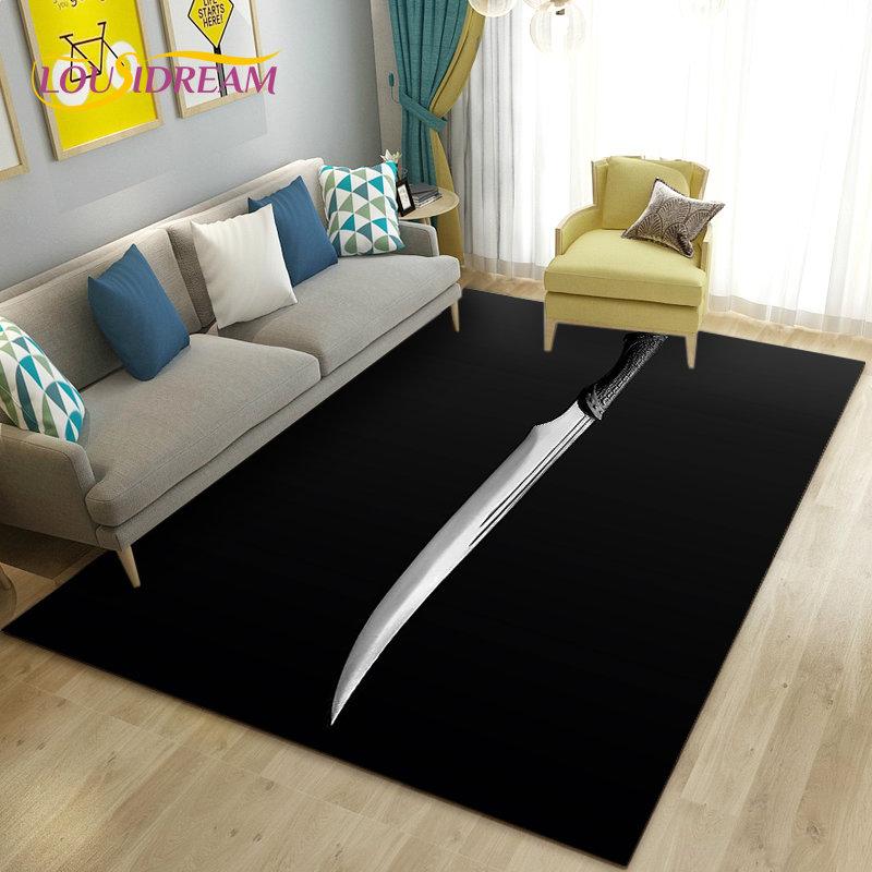 3D Sword Dagger Machete Saber Knife Area Rug,Carpet Rug for Living Room Bedroom Sofa Doormat Decor,Kid Play Non-slip Floor Mat
