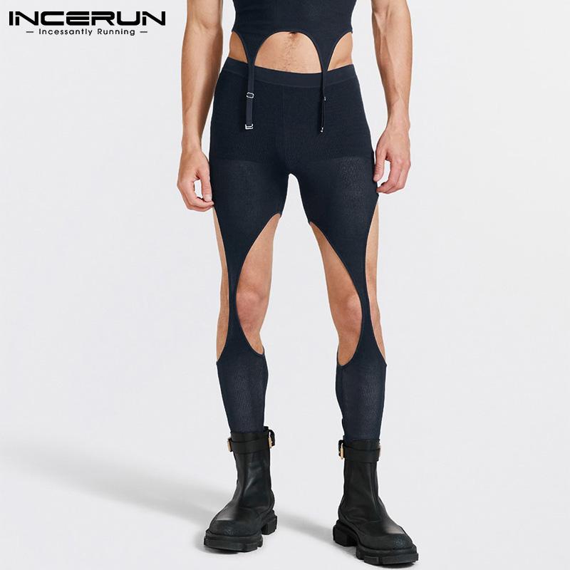 

INCERUN весенние мужские длинные брюки с эластичной резинкой на талии, облегающие брюки макси