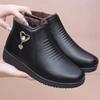 Winter Leather Winter Boots Women Ankle Boots Plush Warm with Metal Mother Shoes Non-slip Short Boots Woman Botas