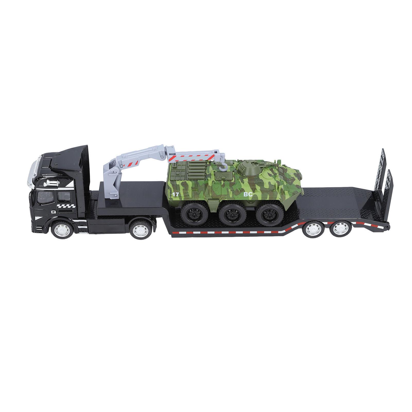 

Flatbed Trailer Toy Simulation Detachable Collectible Military Flatbed Truck Model with Armored Car for Boys