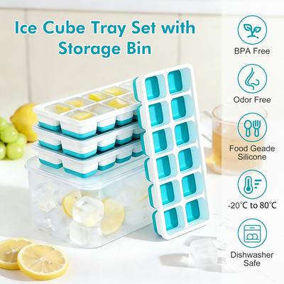 Ice Cube Trays Ice Cube Molds with Removable Lid Easy-Release For Cocktail Freezer Kitchen Tools