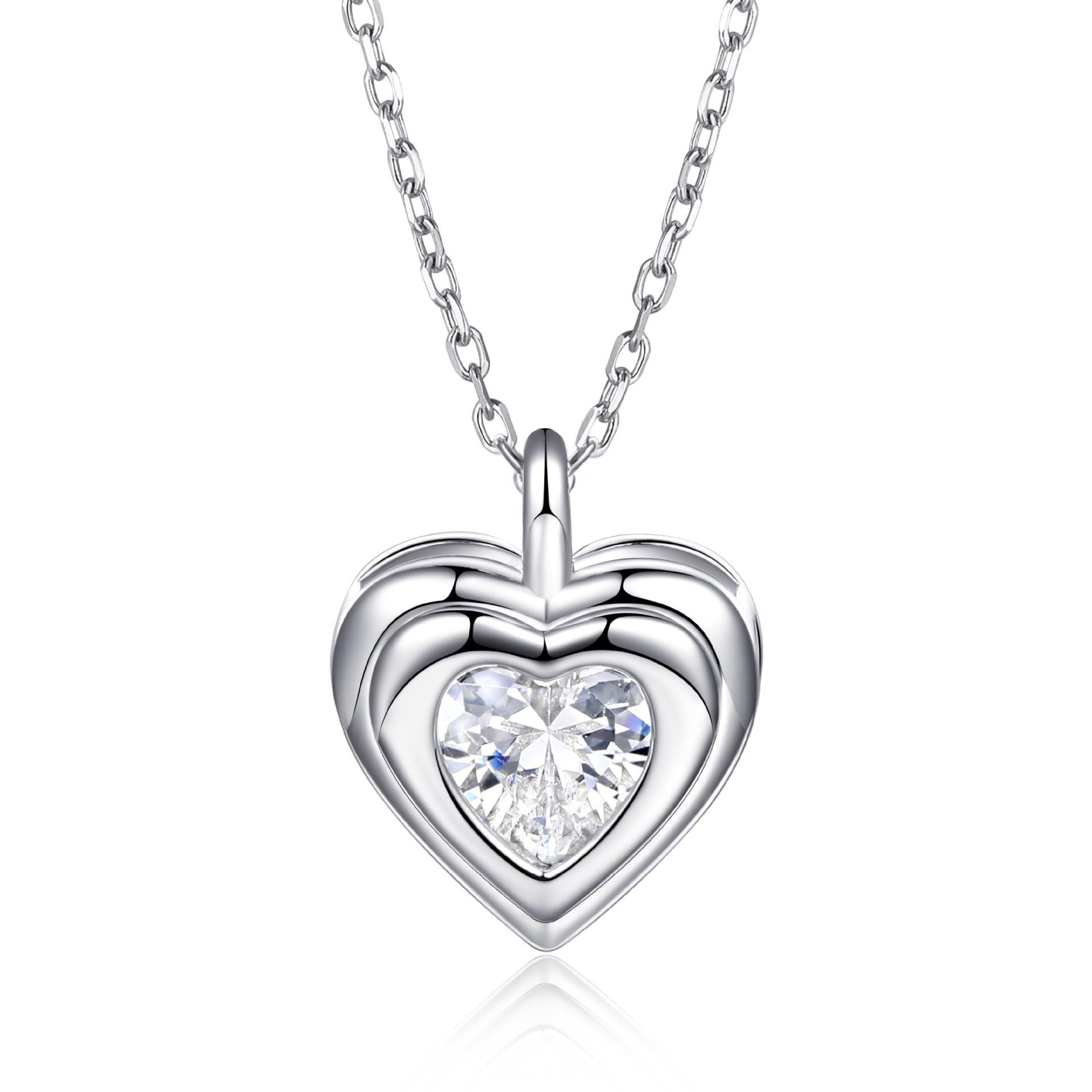 925 Silver Love Jewelry Necklace Women s Cross-Border Jewelry Heart Pendant Neck Chain Sterling Silver Accessories Light Luxury 925 silver платиновый