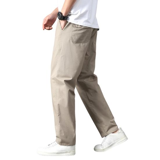 Pantalon pour homme, coupe droite, ample, multi-poches, couleur unie, taille moyenne, fin, décontracté, lisse, doux, respirant, été, automne