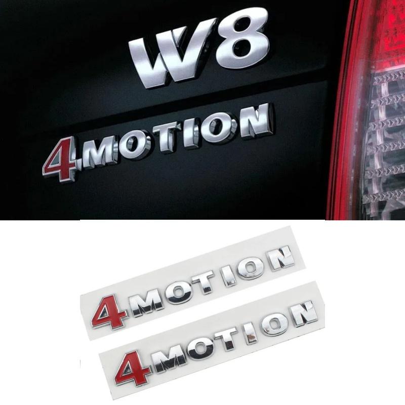 3D Chrome 4MOTION Letters Car Badge Emblem Sticker For P-assat B6 Polo Tiguan Touareg Golf MK4 Accessories
