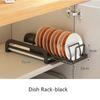 1/2 Tier Pull-out Bowl Dish Drying Rack Drainer with Drainboard Kitchen Sink Cabinet Cupboard Organizer Plate Tableware Storage