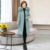 Middle-aged and Elderly Plus-size Women's Cotton-padded Jacket 200 Kg Mother's Winter Clothes Long Over-the-knee Loose Padded Coat.