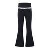 Little Naive Girl's Elastic Flared Casual Pants with Lace Trim