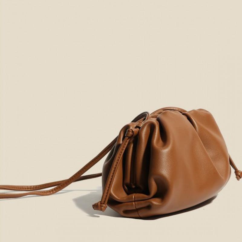 Celebrità di Internet Borsa a Pieghe Morbida in Pelle di Mucca a Forma di Raviolo Pochette Monocolore alla Moda Monospalla a Tracolla Cena Nuvola Femminile