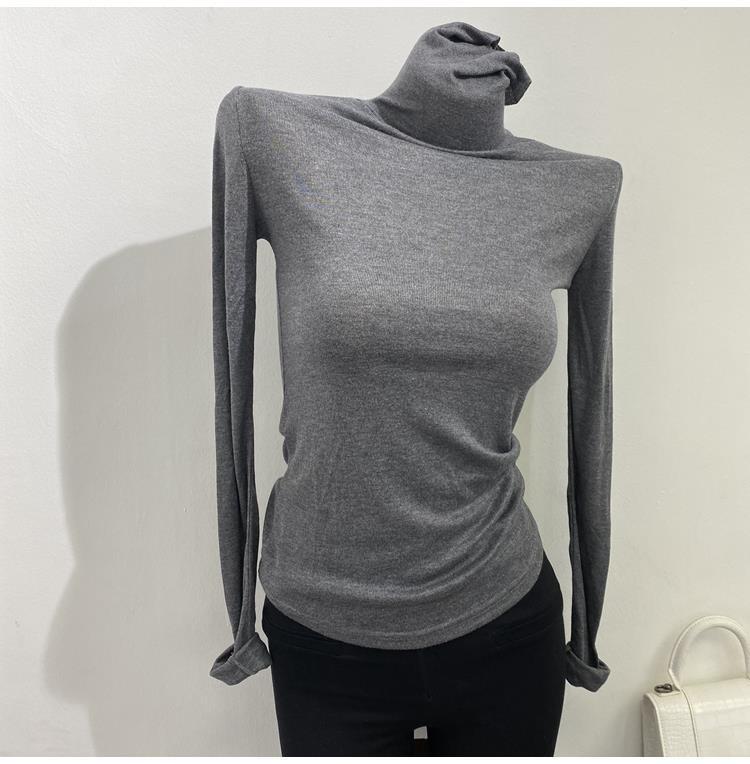 

Женская приталенная футболка с драпированным вырезом и длинным рукавом - Легкая текстура, стильная и удобная в носке One Size серый/древесный уголь